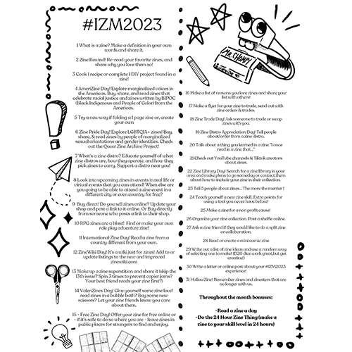 International Zine Month poster 2023